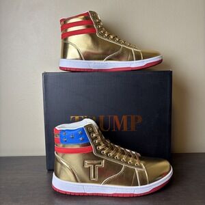 Trump Gold High Top "Trump 1's"  Sneakers Size 10 Donald Trump MAGA USA Shoes